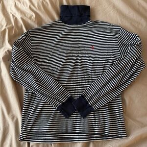 Ralph Lauren Black and White Striped Turtleneck Sweater